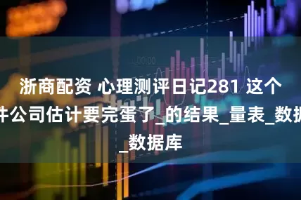 浙商配资 心理测评日记281 这个软件公司估计要完蛋了_的结果_量表_数据库